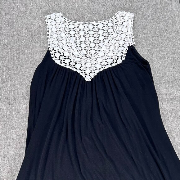 Kenneth Cole Reaction A-Line Dress Women's Medium Black White Crochet Casual - Picture 6 of 13